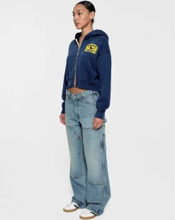Cherry Women'S Cropped Zip-Up Hoodie (Navy) Store